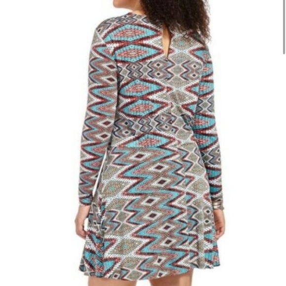 MISA Los Angeles Snakeskin Mosaic Print Swing Dress 1X Long Sleeve Mini Short - Picture 2 of 16